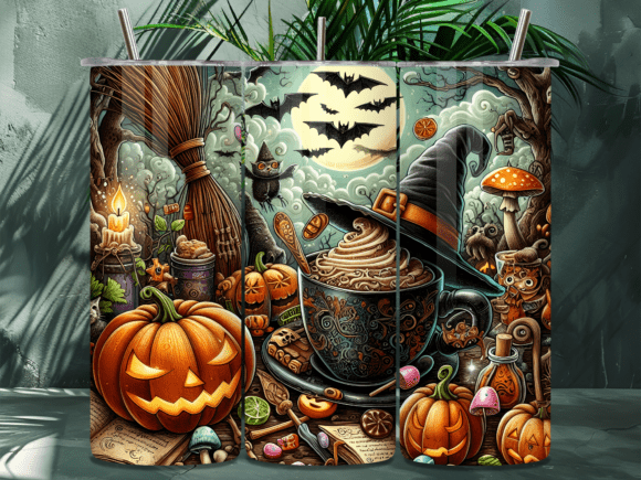 Download Spooky Bat Pumpkin Coffee Tumbler Wrap - Premium Resources