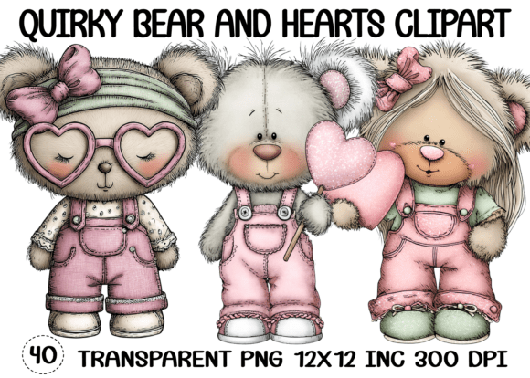 Download Quirky Bear and Hearts Clipart - Hearts clipart Collection