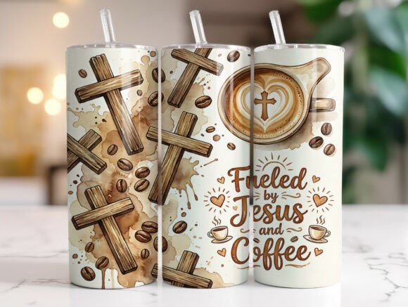Download Fueled by Jesus and Coffee Tumbler Wrap - Premium Resources