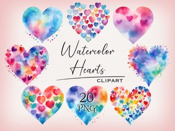 Download Watercolor Rainbow Hearts Clipart - Hearts clipart Collection