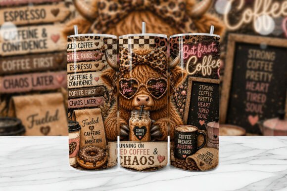 Download Highland Cow Coffee Tumbler Wrap PNG - Coffee tumbler Collection